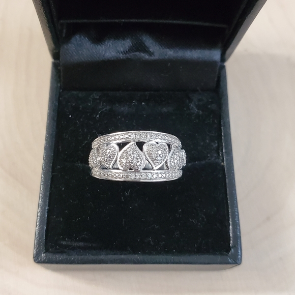1 Cttw Sterling Silver 925 Diamond Heart Ring